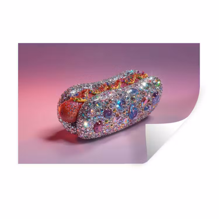 Muursticker - Hotdog - Steentjes - Glitters - Paars — 1
