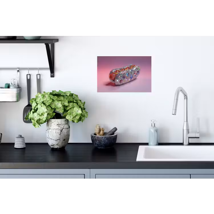 Muursticker - Hotdog - Steentjes - Glitters - Paars — 2