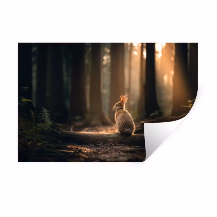 Muursticker - Konijn - Bos - Zonnestralen — 1