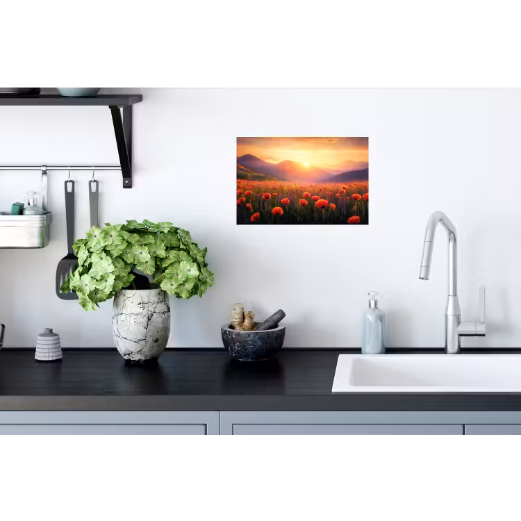 Muursticker - Landschap - Zonsondergang - Bloemenveld — 2