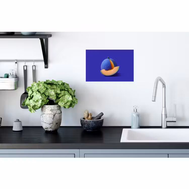 Muursticker - Meloen - Blauw - Oranje - Kunstzinnig — 2