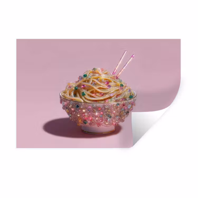 Muursticker - Noodles - Edelstenen - Stokjes - Roze — 1