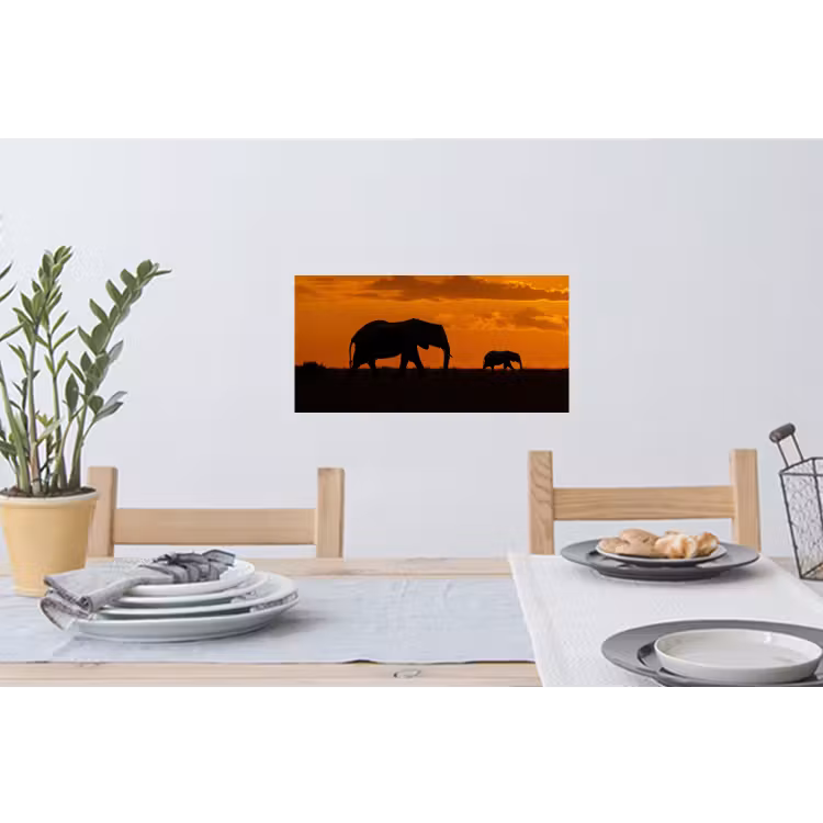 Muursticker - Olifanten - Savanne - Zonsondergang — 3
