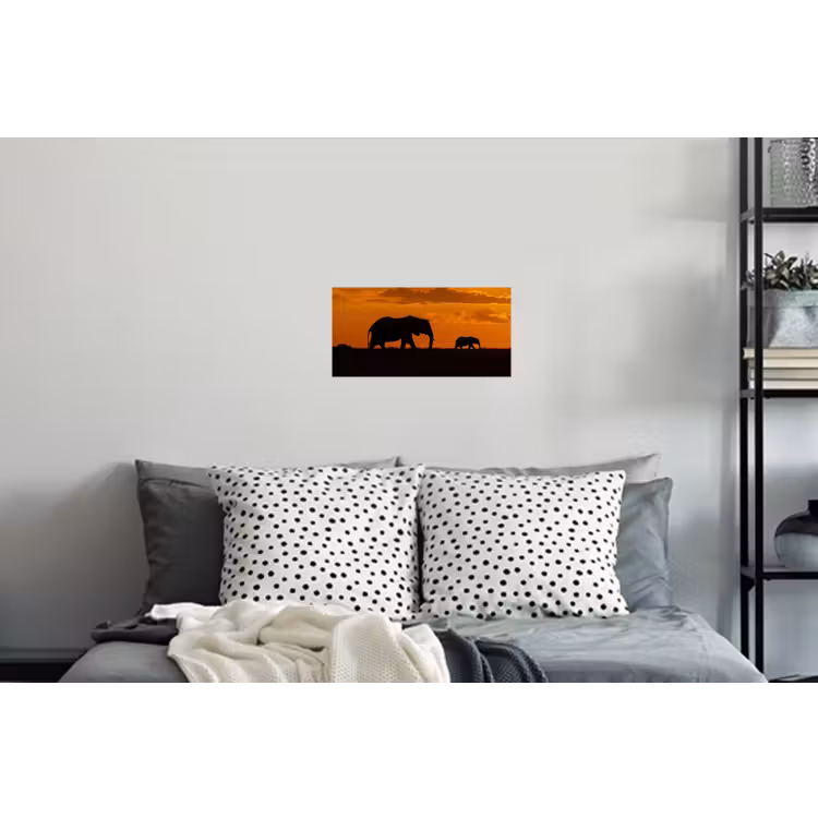 Muursticker - Olifanten - Savanne - Zonsondergang — 5