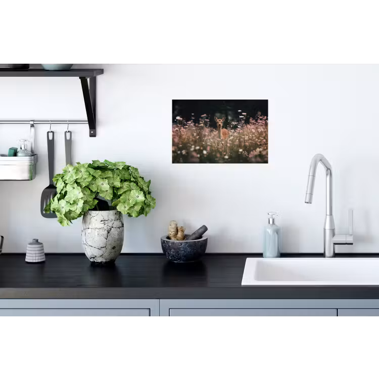 Muursticker - Hert - Wilde bloemen - Bos — 2