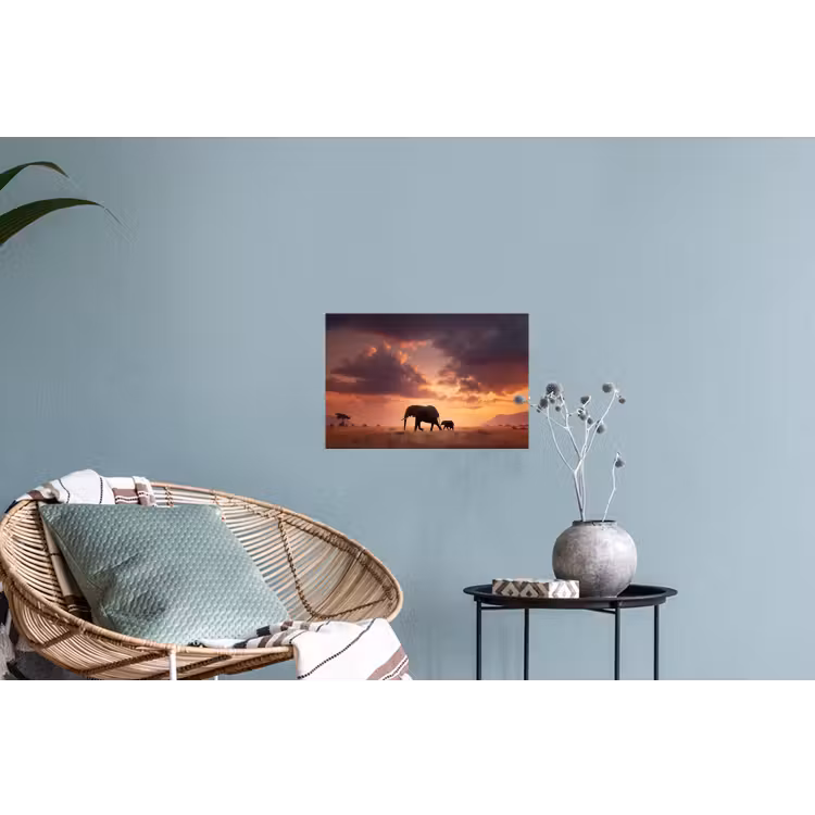 Muursticker - Olifanten - Grasland - Zonsondergang — 4