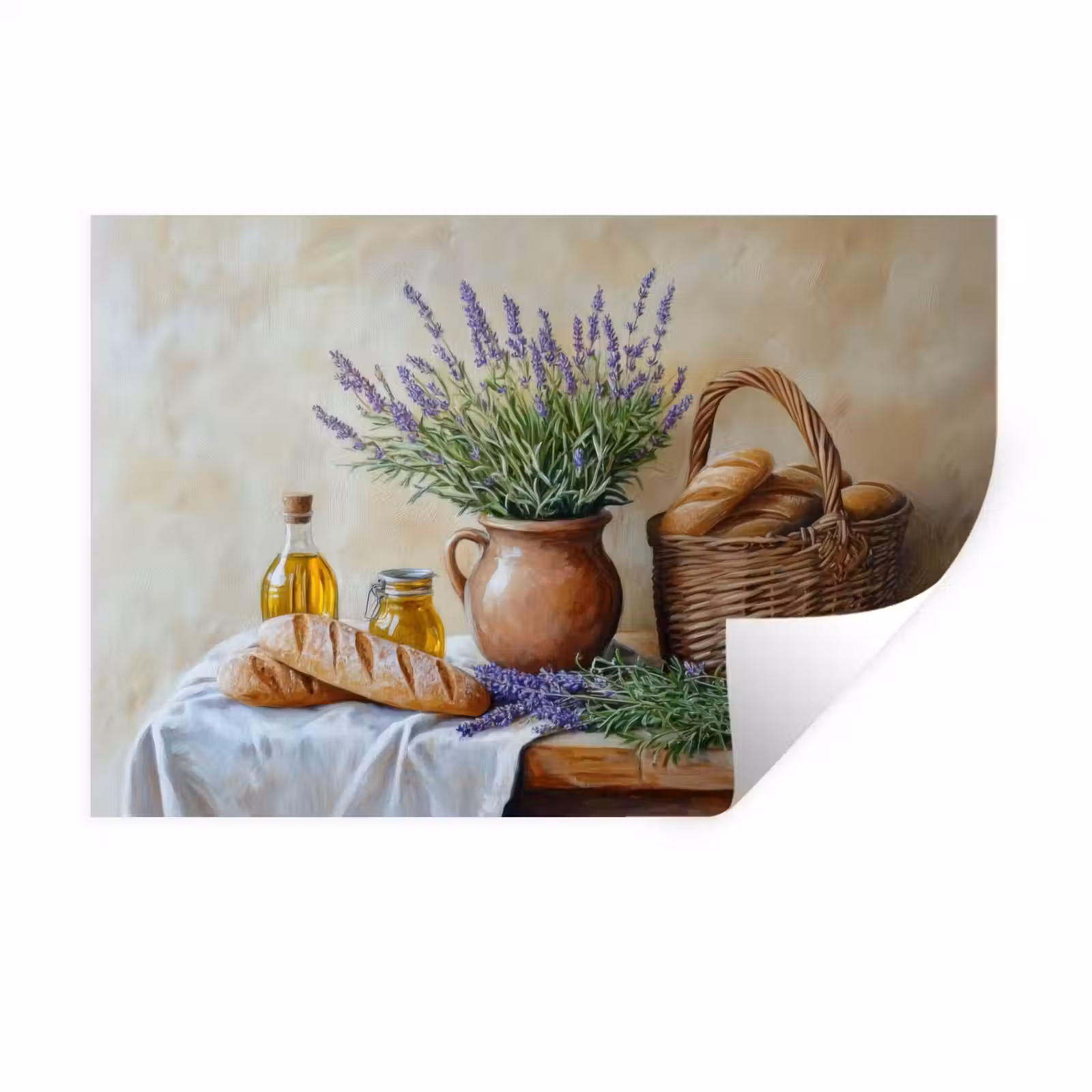 Muursticker - Lavendel - Brood - Stilleven — 1