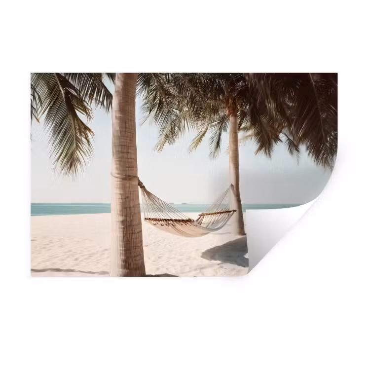 Muursticker - Hangmat - Palmbomen - Strand - Zee — 1