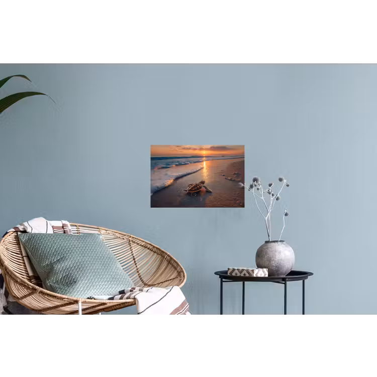 Muursticker - Schildpad - strand - Zonsondergang — 4