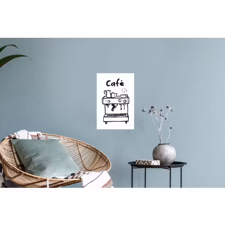 Muursticker - Illustratie - Café - Koffiemachine - Kopjes — 4
