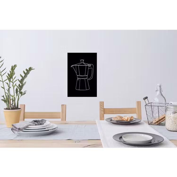 Muursticker - Mokkapot - Zwart - Wit - Lijntekening — 3