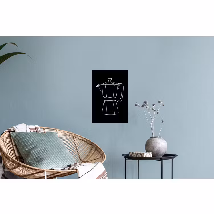 Muursticker - Mokkapot - Zwart - Wit - Lijntekening — 4