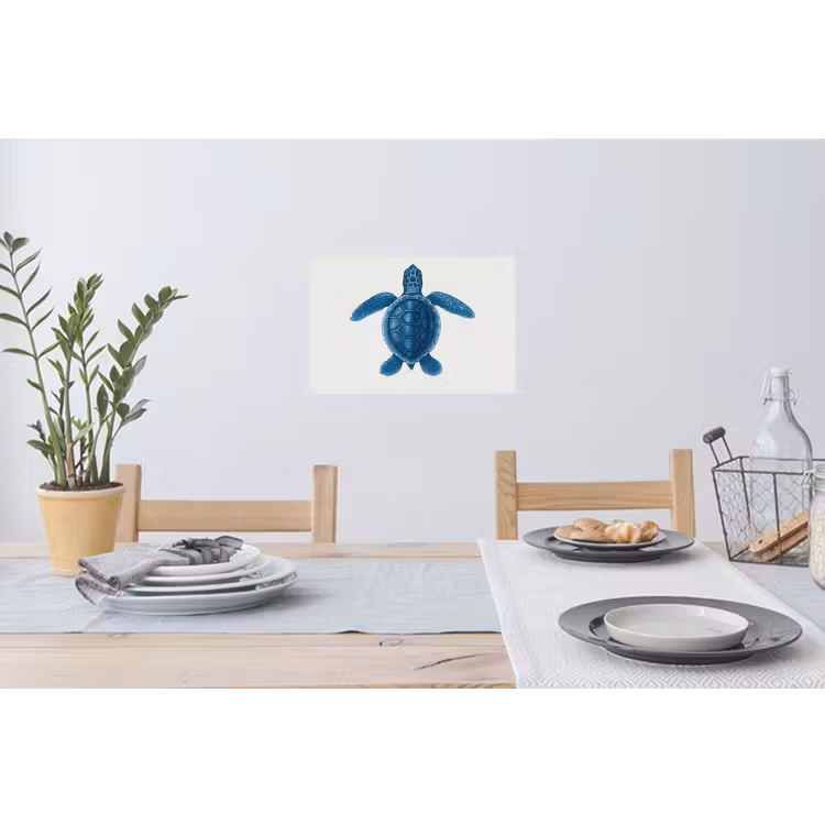 Muursticker - Schildpad - Blauw - Schild — 3