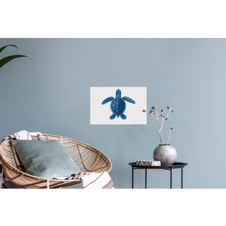 Muursticker - Schildpad - Blauw - Schild — 4