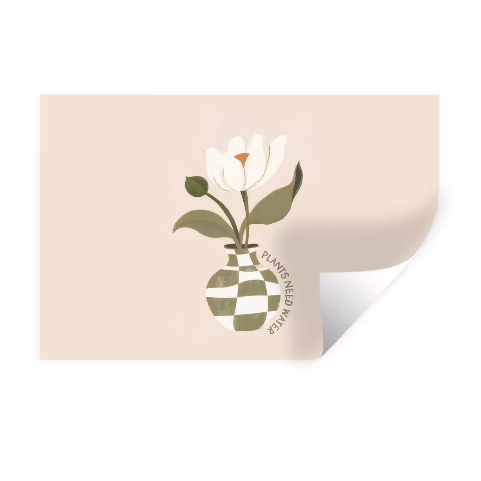 Muursticker - Bloem - Wit - Vaas - Quote — 1