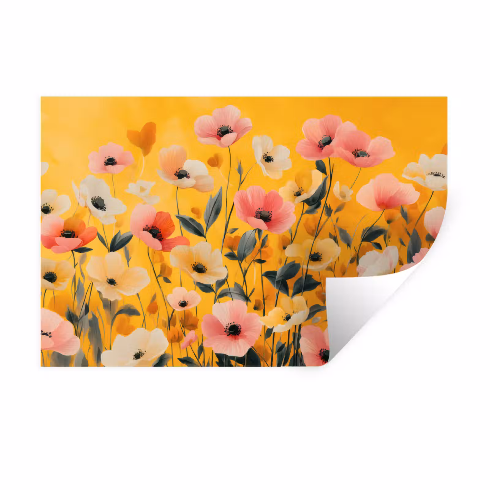 Muursticker - Bloemen - Veld - Geel — 1
