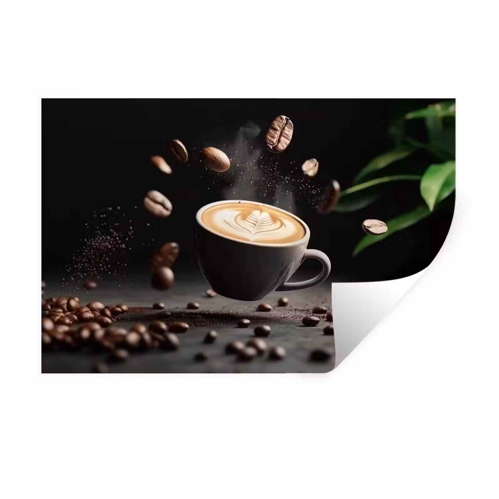 Muursticker - Cappuccino - Kop - Bonen - Bruin — 1