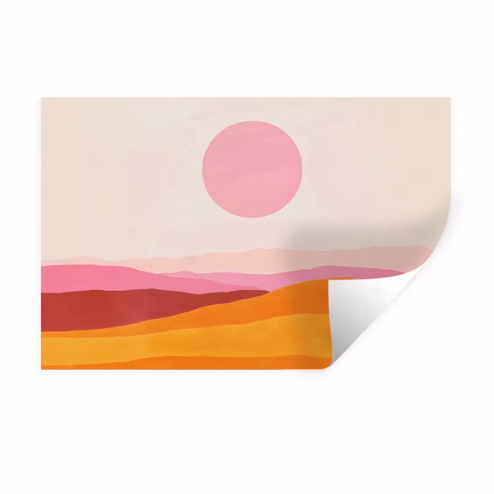 Muursticker - Heuvels - Oranje - Zon - Abstract — 1