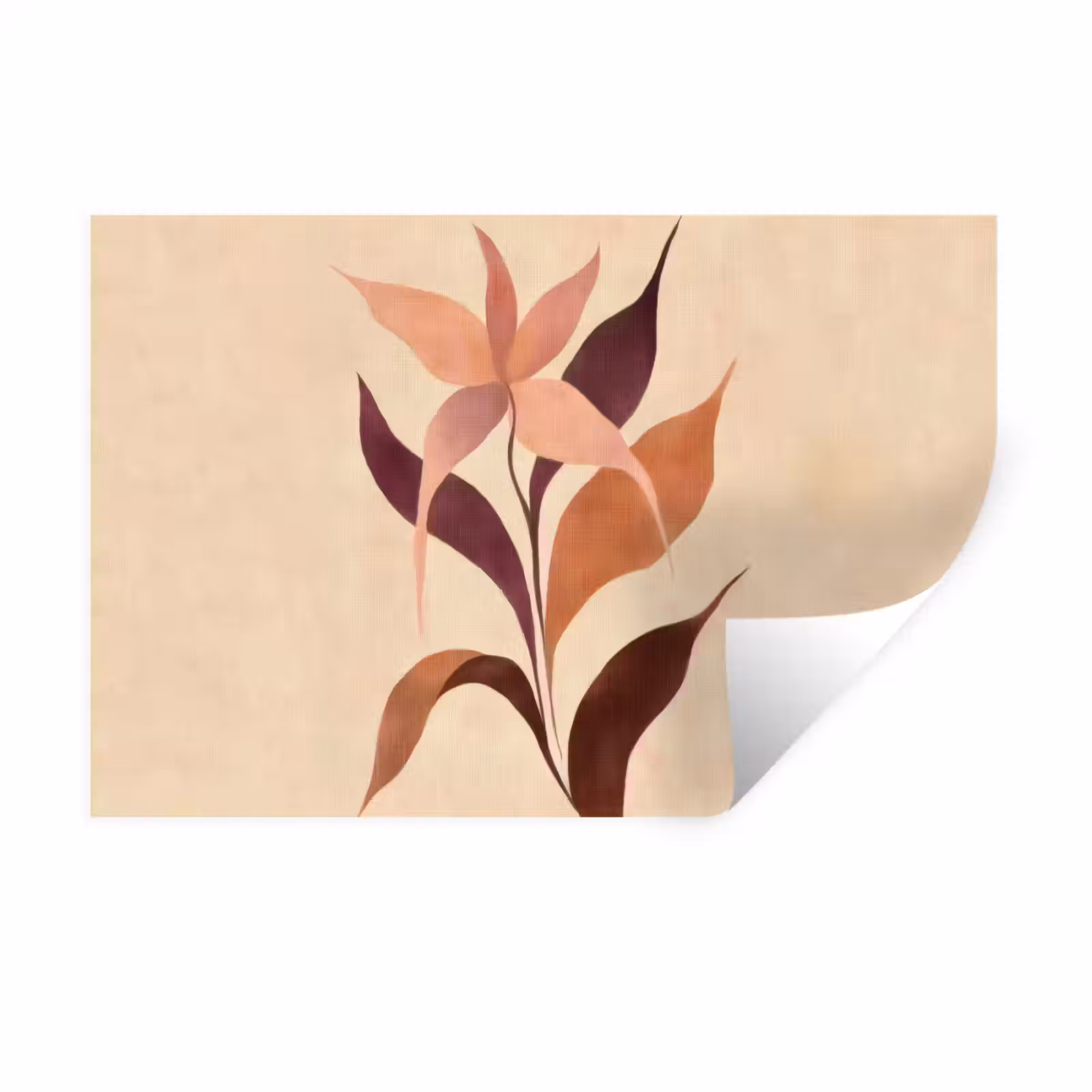 Muursticker - Minimalistisch - Bloem - Bladeren - Beige — 1