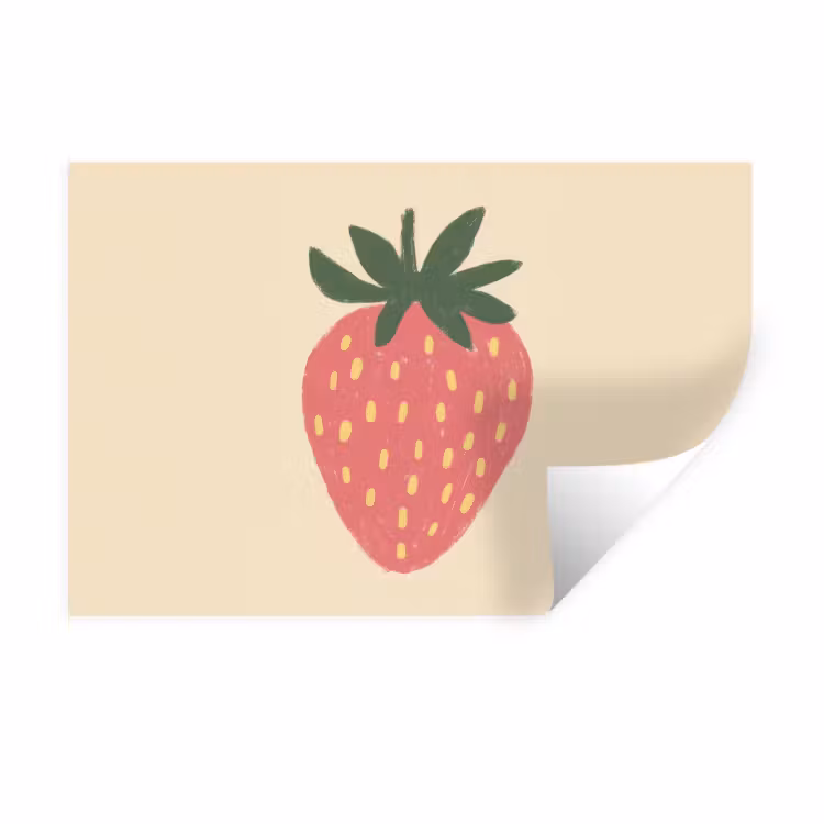 Muursticker - Aardbei - Minimalistisch - Rood - Fruit — 1
