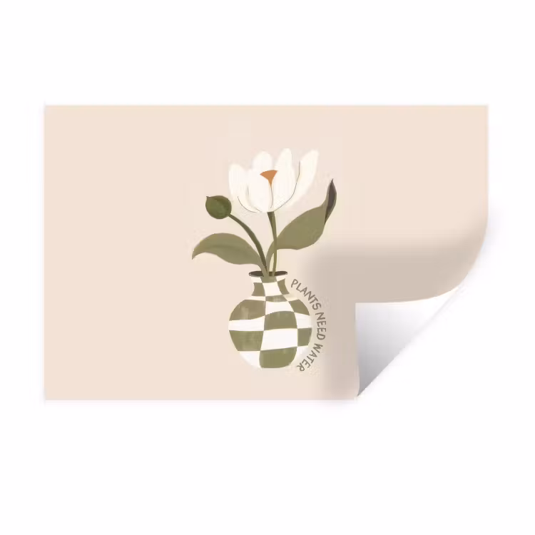 Muursticker - Bloem - Wit - Vaas - Quote — 1