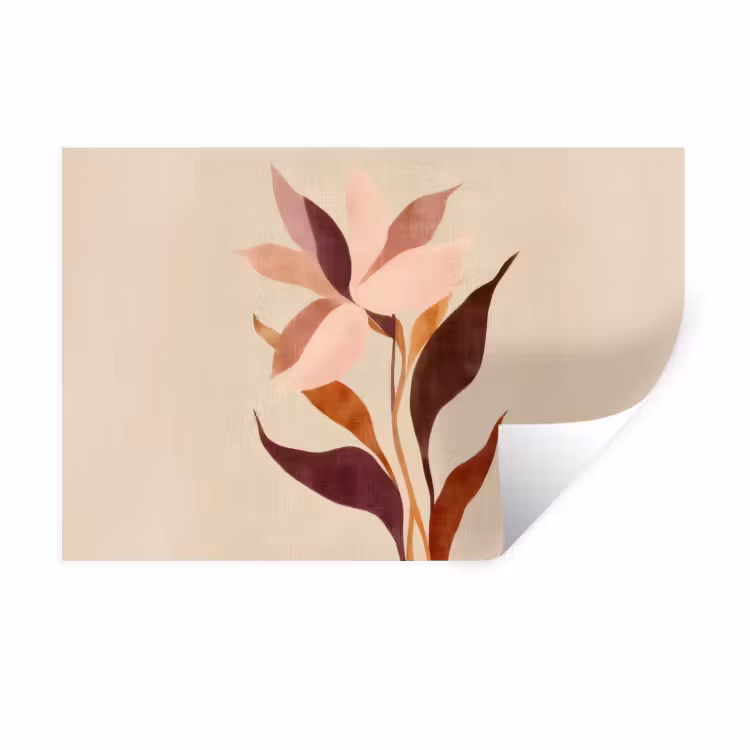 Muursticker - Bloemen - Blaadjes - Minimalistisch - Roze — 1