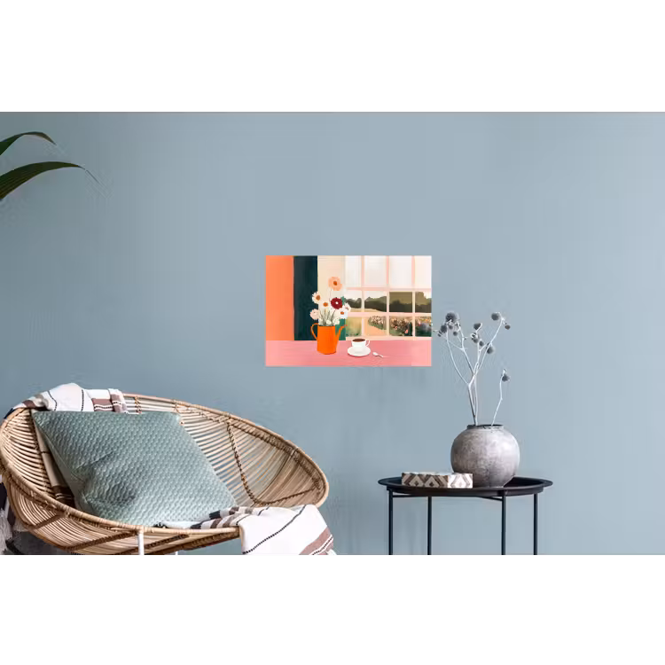 Muursticker - Bloemen - Koffie - Raam — 4