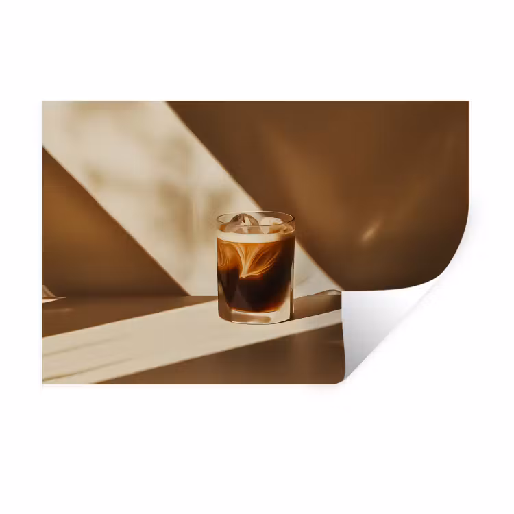 Muursticker - Glas - Ijskoffie - Schaduw - Bruin — 1