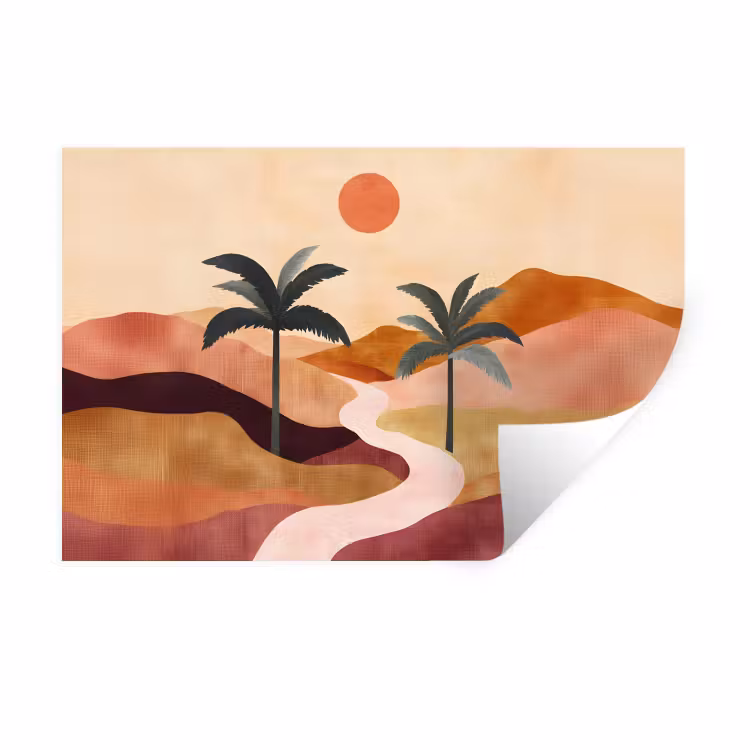 Muursticker - Heuvels - Palmbomen - Abstract — 1