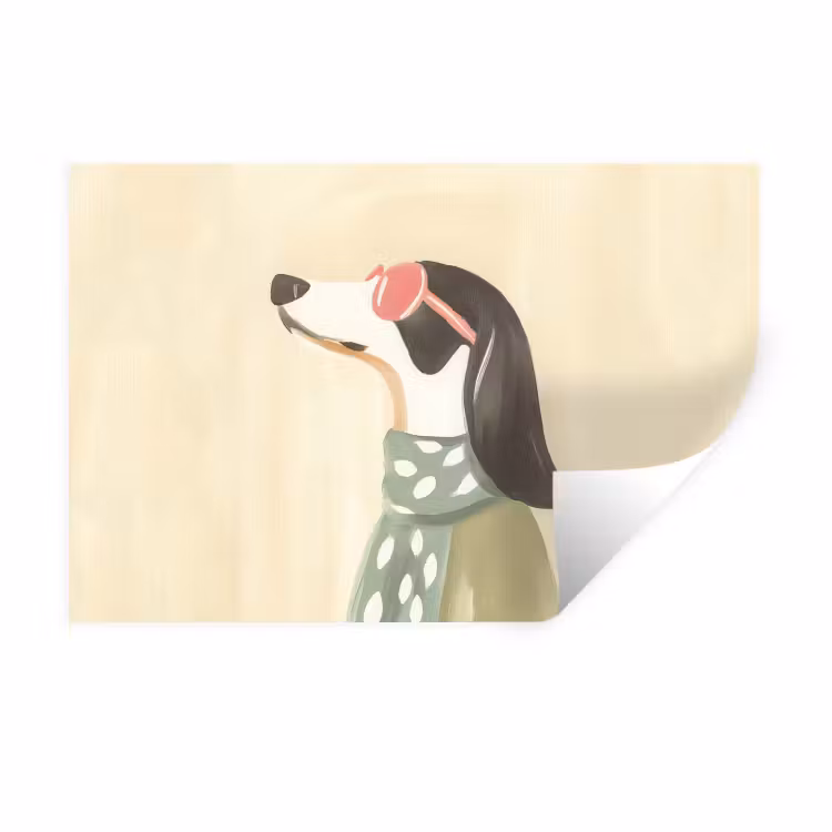 Muursticker - Hond - Zonnebril - Sjaal — 1