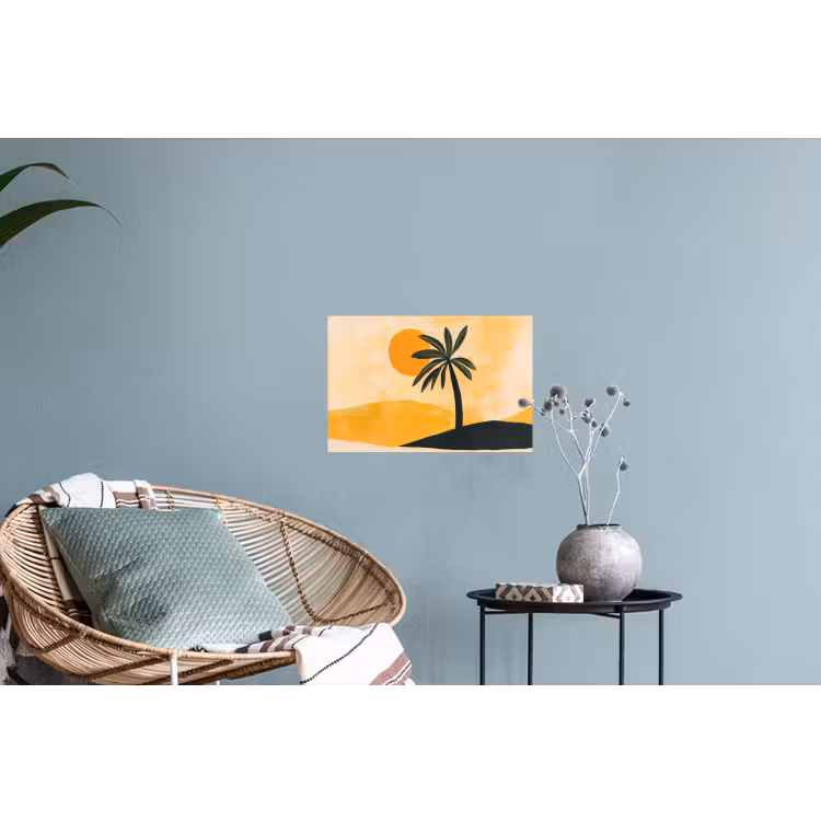 Muursticker - Illustratie - Palmboom - Zon - Heuvels — 4