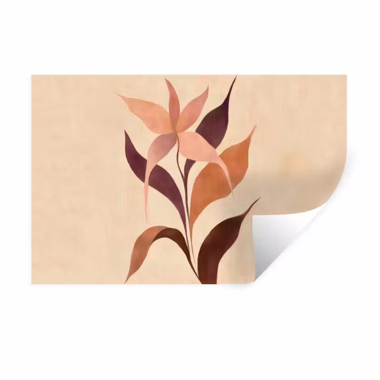 Muursticker - Minimalistisch - Bloem - Bladeren - Beige — 1