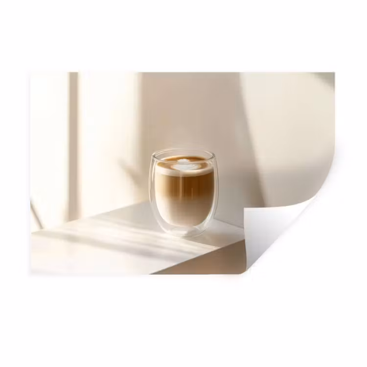 Muursticker - Mok - Latte - Minimalistisch - Schaduw — 1