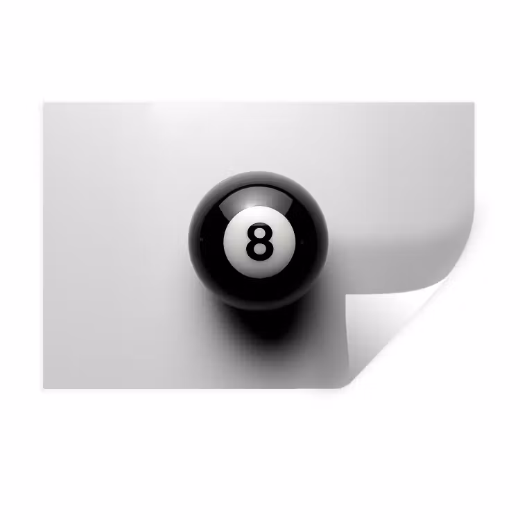 Muursticker - Biljartbal - Getal - Acht - Wit — 1