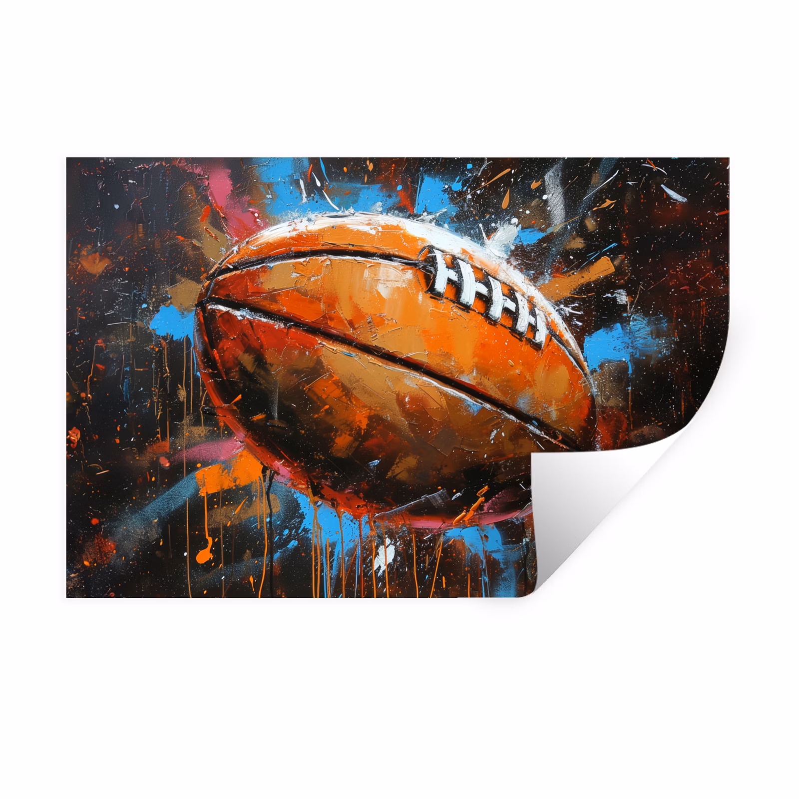 Muursticker - Graffiti - Rugby - Kleurrijk - Rugbybal — 1