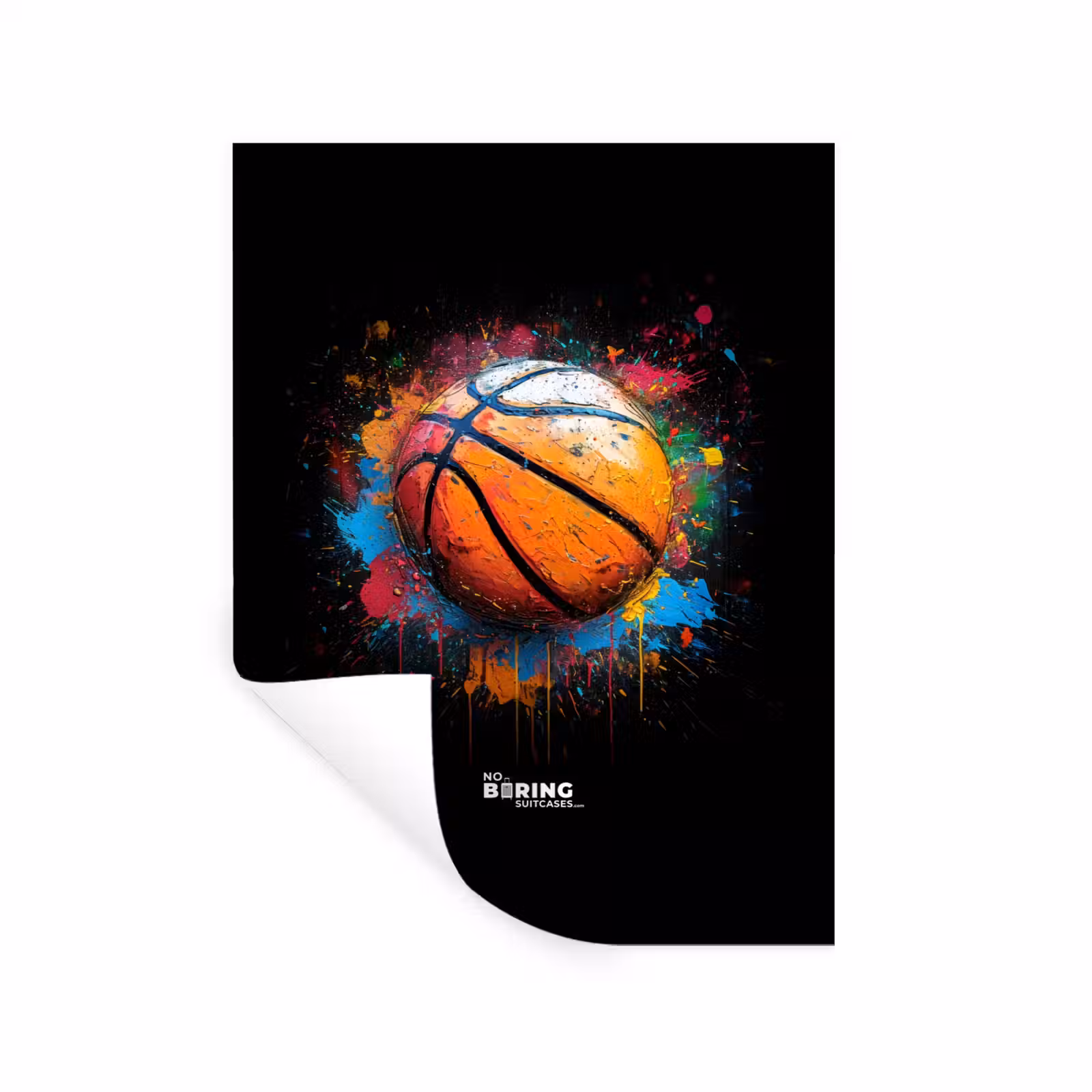 Muursticker - Oranje basketbal te midden van verfspetters — 1