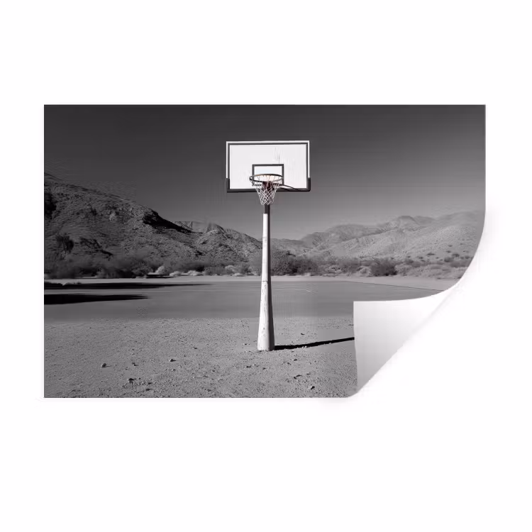 Muursticker - Basketbalpaal - Landschap - Zand - Wit — 1