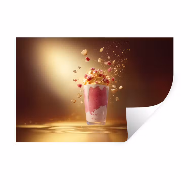 Muursticker - Framboos - Smoothie - Drinken - Roze — 1