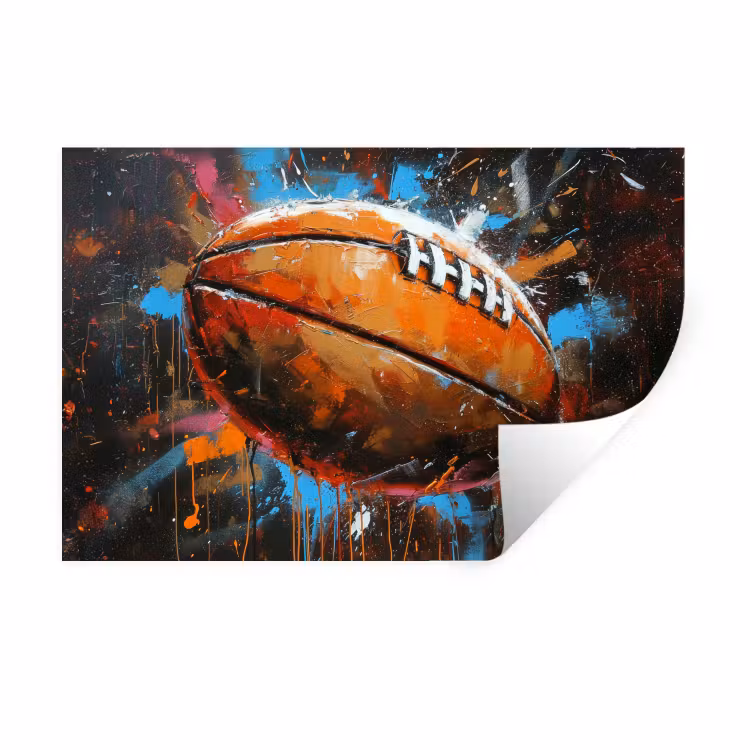 Muursticker - Graffiti - Rugby - Kleurrijk - Rugbybal — 1
