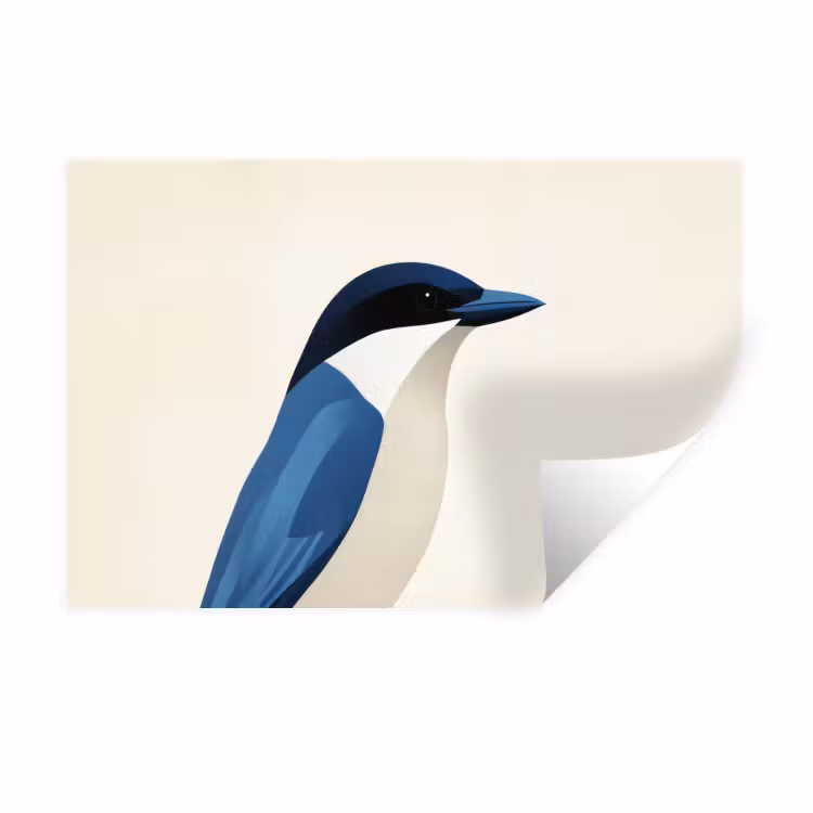 Muursticker - Illustratie - Blauw - Vogel — 1