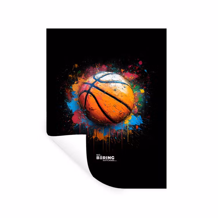Muursticker - Oranje basketbal te midden van verfspetters — 1