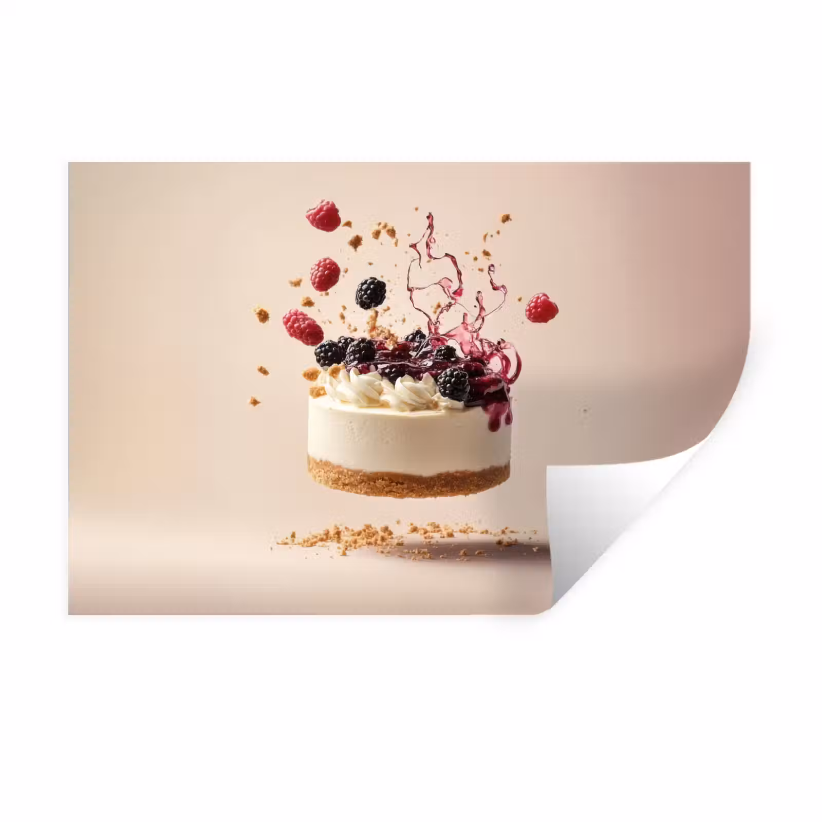 Muursticker - Cheesecake - Eten - Roze - Taart — 1