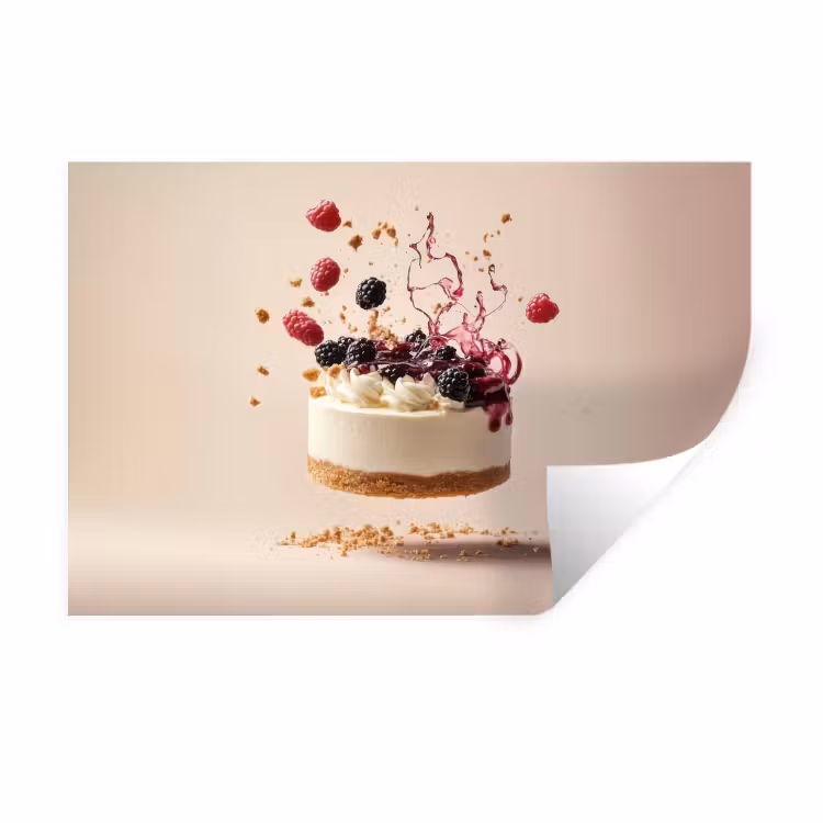 Muursticker - Cheesecake - Eten - Roze - Taart — 1