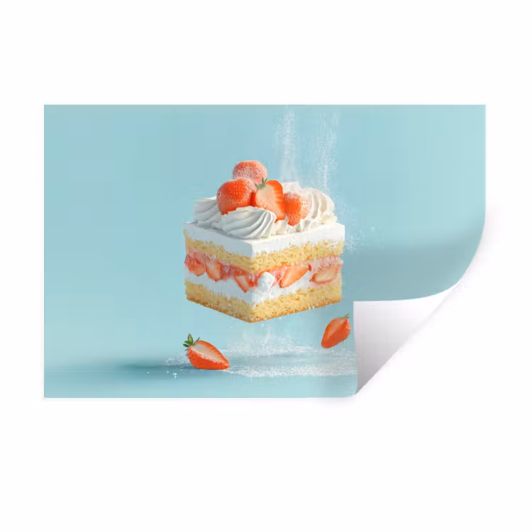 Muursticker - Slagroom - Taart - Blauw - Eten — 1