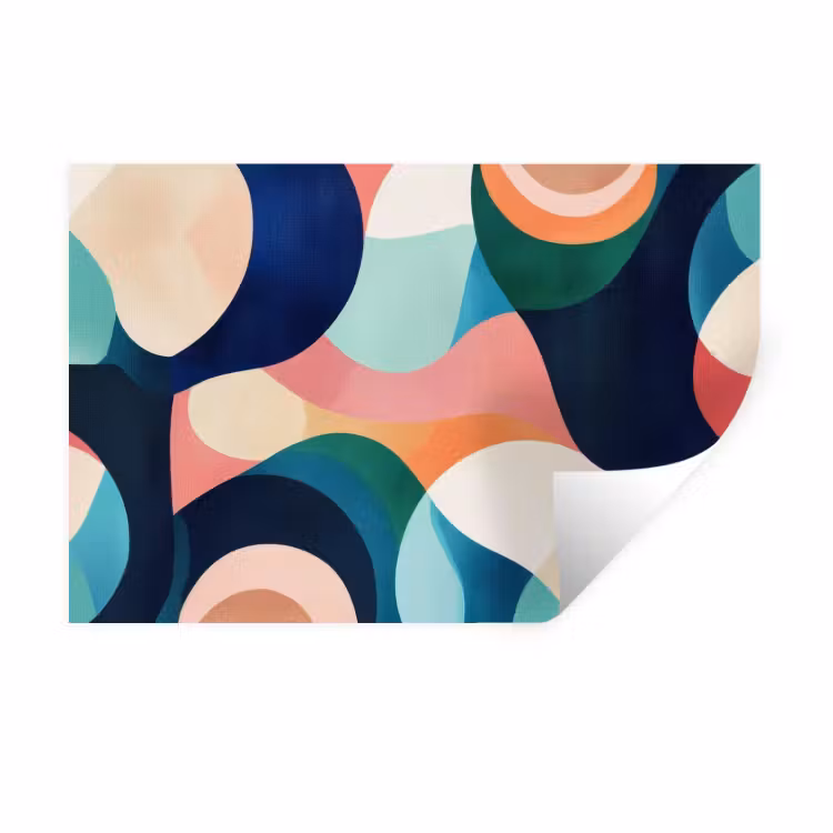 Muursticker - Abstract - Blauw - Roze — 1