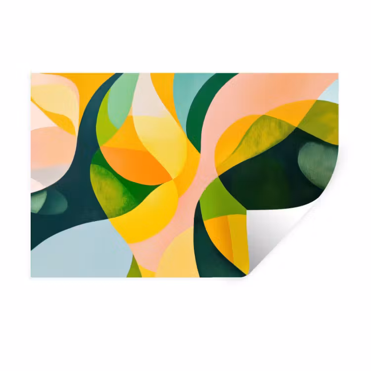 Muursticker - Abstract - Geel - Roze - Groen — 1