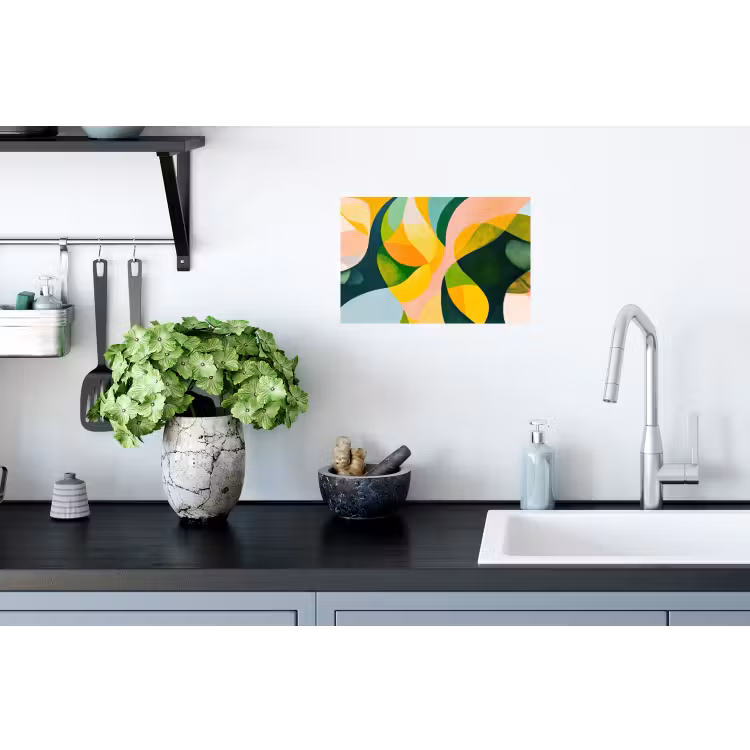 Muursticker - Abstract - Geel - Roze - Groen — 2