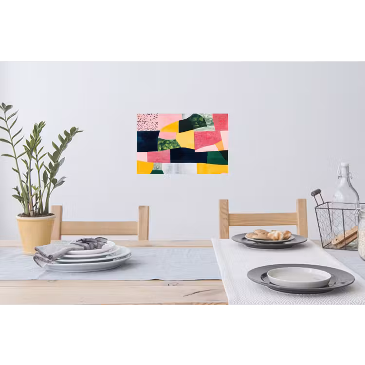 Muursticker - Abstract - Roze - Lappen - Vormen - Geel — 3