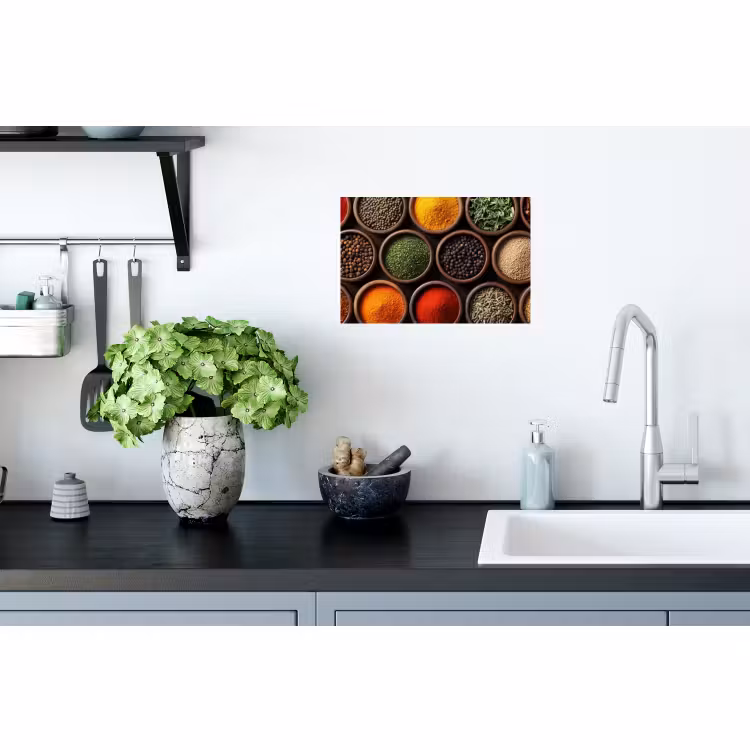 Muursticker - Bakjes - Hout - Kruiden - Kleurrijk — 2