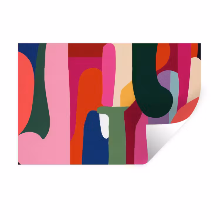 Muursticker - Kleurvakken - Recht - Rond - Abstract — 1